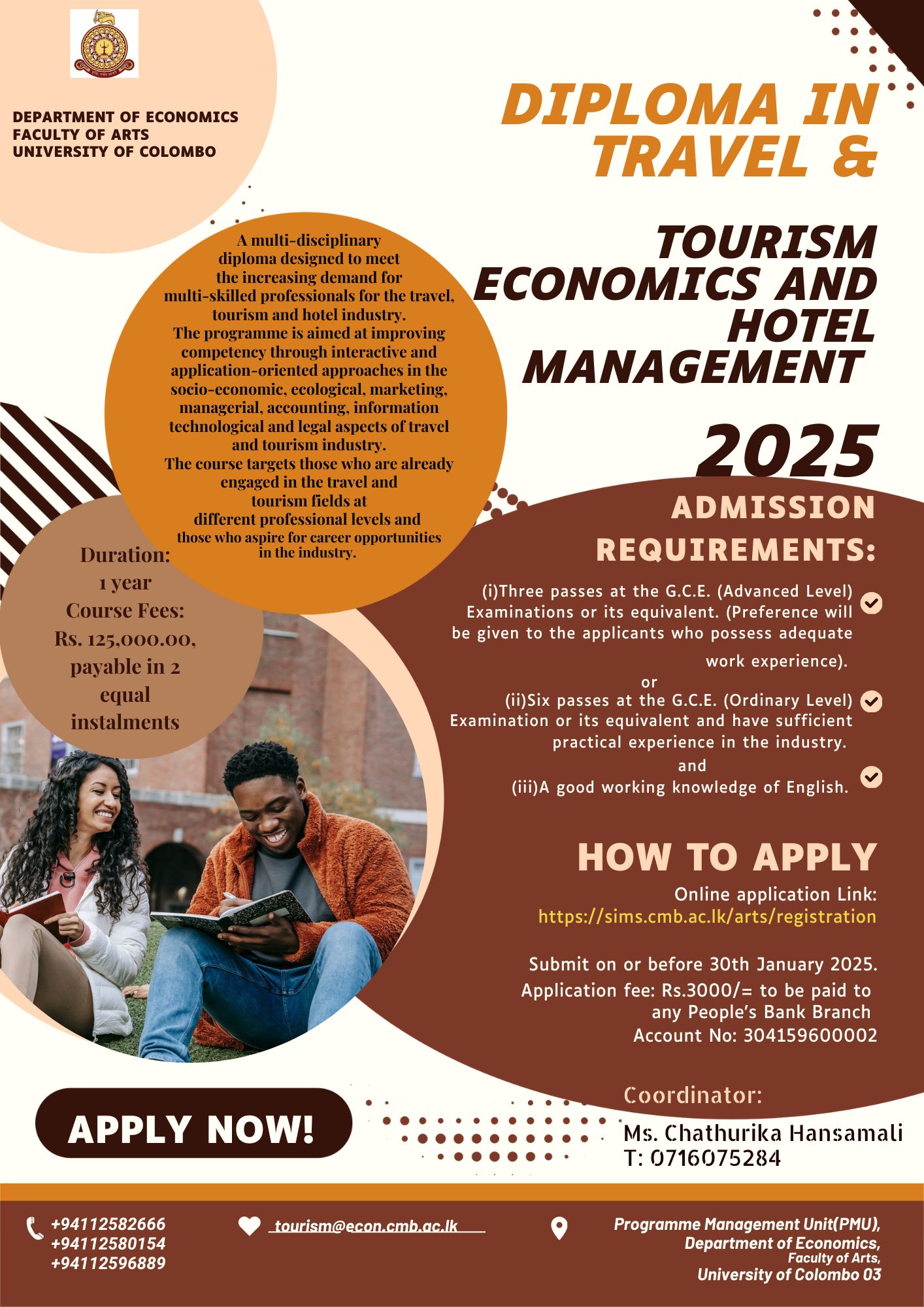 Diploma in Travel & Economics and Hotel Management – 2025