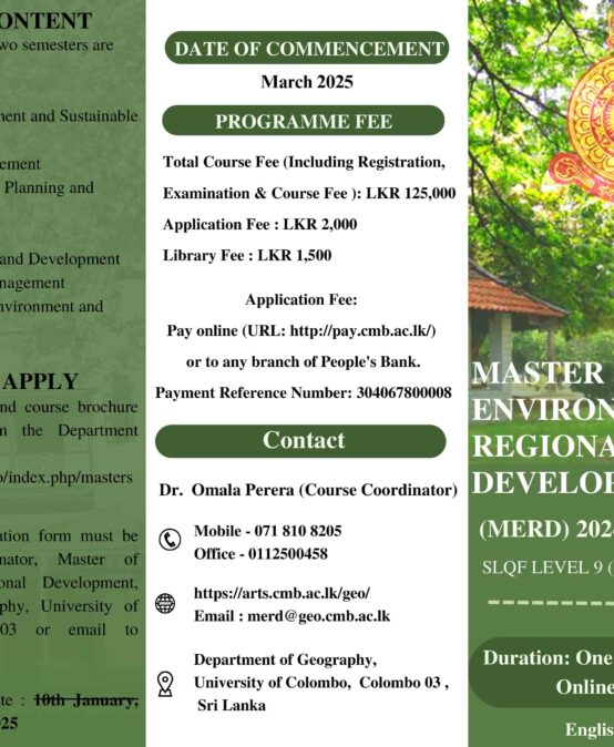 Master of Environment & Regional Development (MERD) Batch2- (2024/25) Deadline Extended