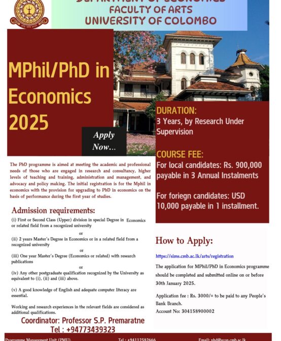 PhD program 2025-Dept. of Economics