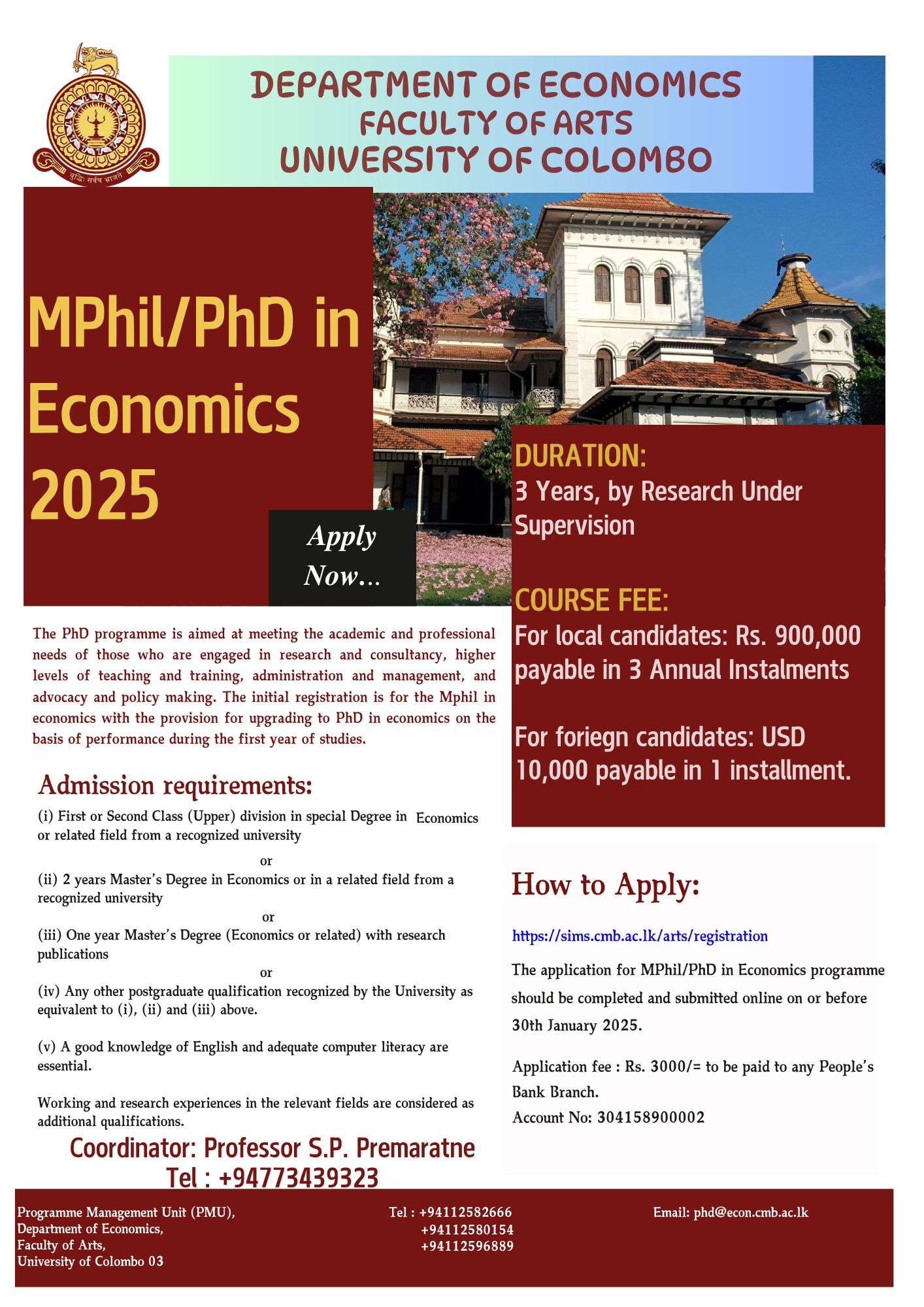 PhD program 2025-Dept. of Economics