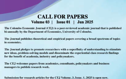 Call for papers for the Colombo Economic Journal Vol. 3, No. 1, 2025.