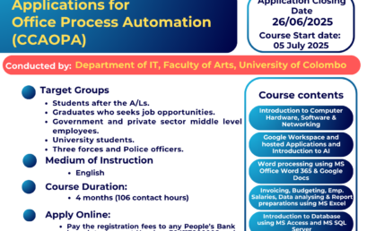 Certificate Course in Compter Applications for Office Process Automation