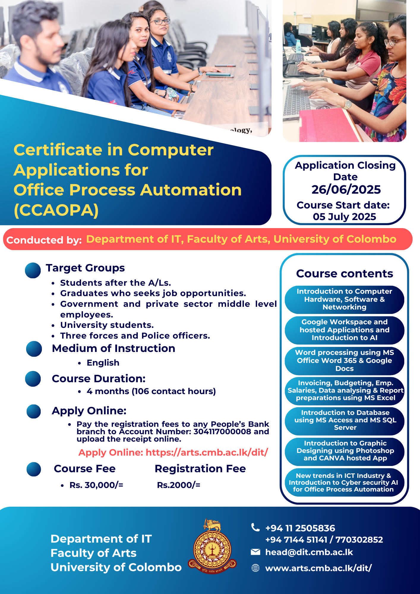 Certificate Course in Compter Applications for Office Process Automation