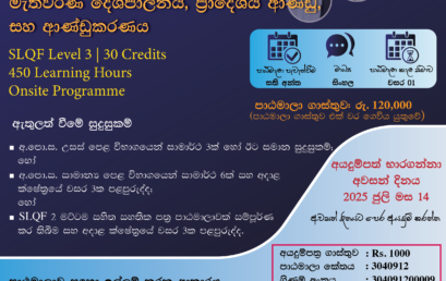 දේශපාලන විද්‍යාව හා රාජ්‍ය ප‍්‍රතිපත්ති අධ්‍යයන අංශය ව්‍යවහාරික දේශපාලනය සහ ආණ්ඩුකරණය පිළිබද ඩිප්ලෝමා පාඨමාලාව – (2025/26)