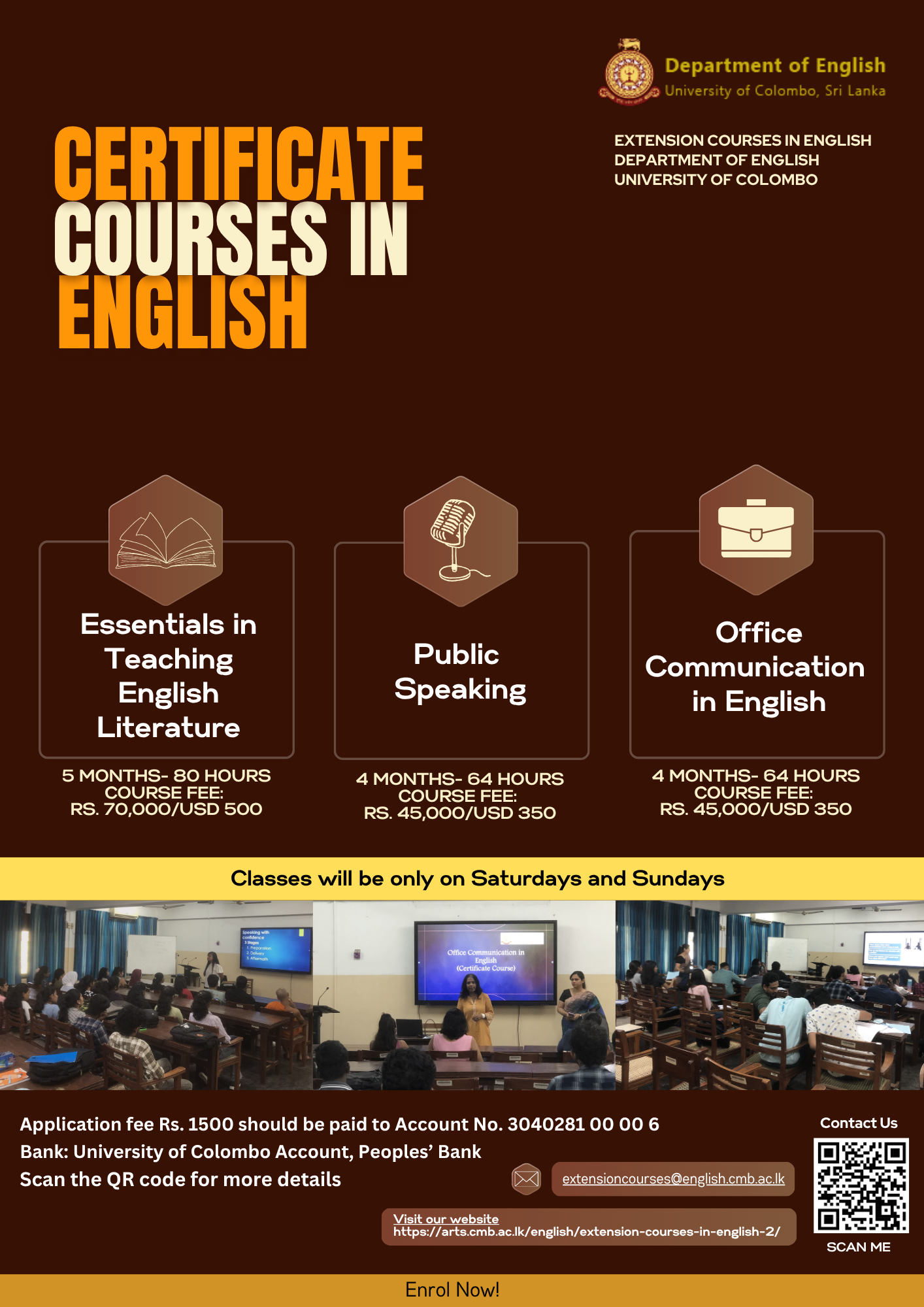 Extension Courses in English Department of English, University of Colombo Extension Courses in English Department of English, University of Colombo
