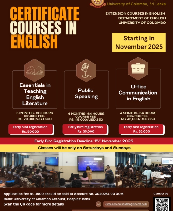 Extension Courses in English Department of English, University of Colombo