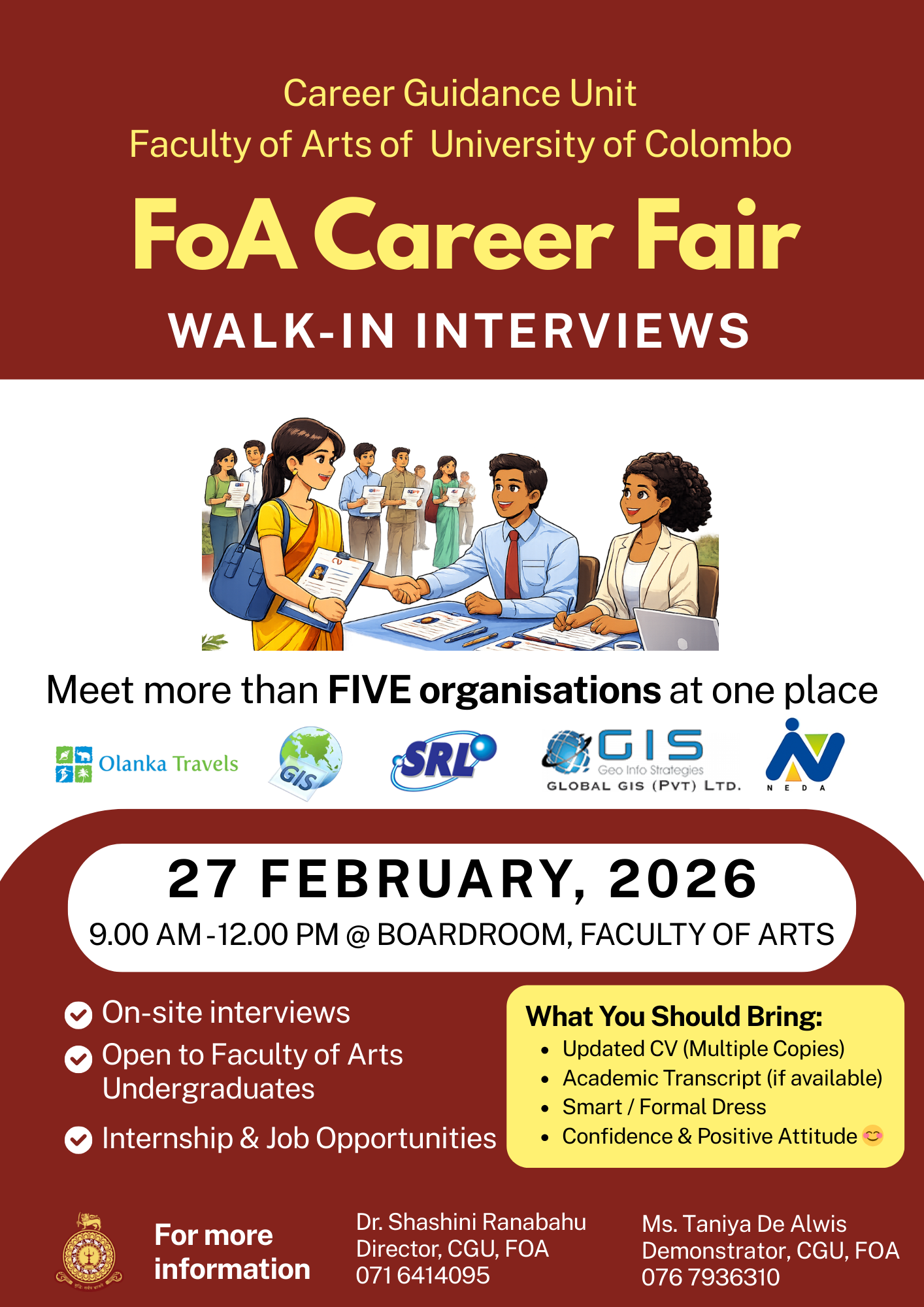 FOA CAREER FAIR – WALK-IN INTERVIEWS