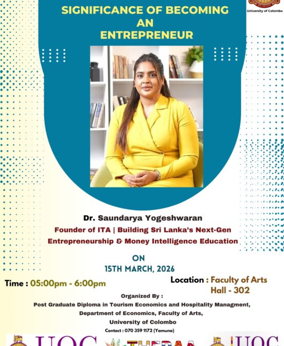 Special guest lecture by Dr. Saundarya Yogehwaran – Organized by the Sustainable Tourism Unit