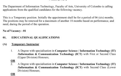 Department of IT – Vacancies