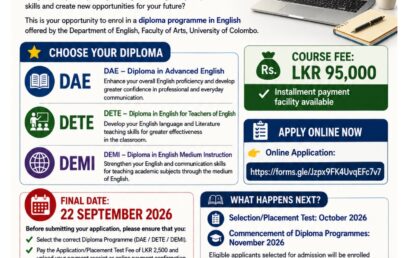 Deadline extended Diploma Courses Dept. of English