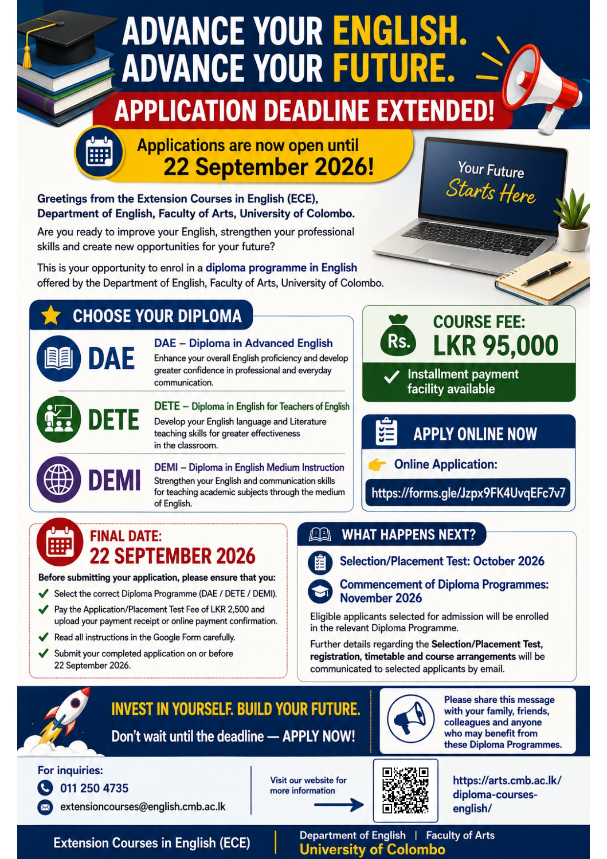 Deadline extended Diploma Courses Dept. of English