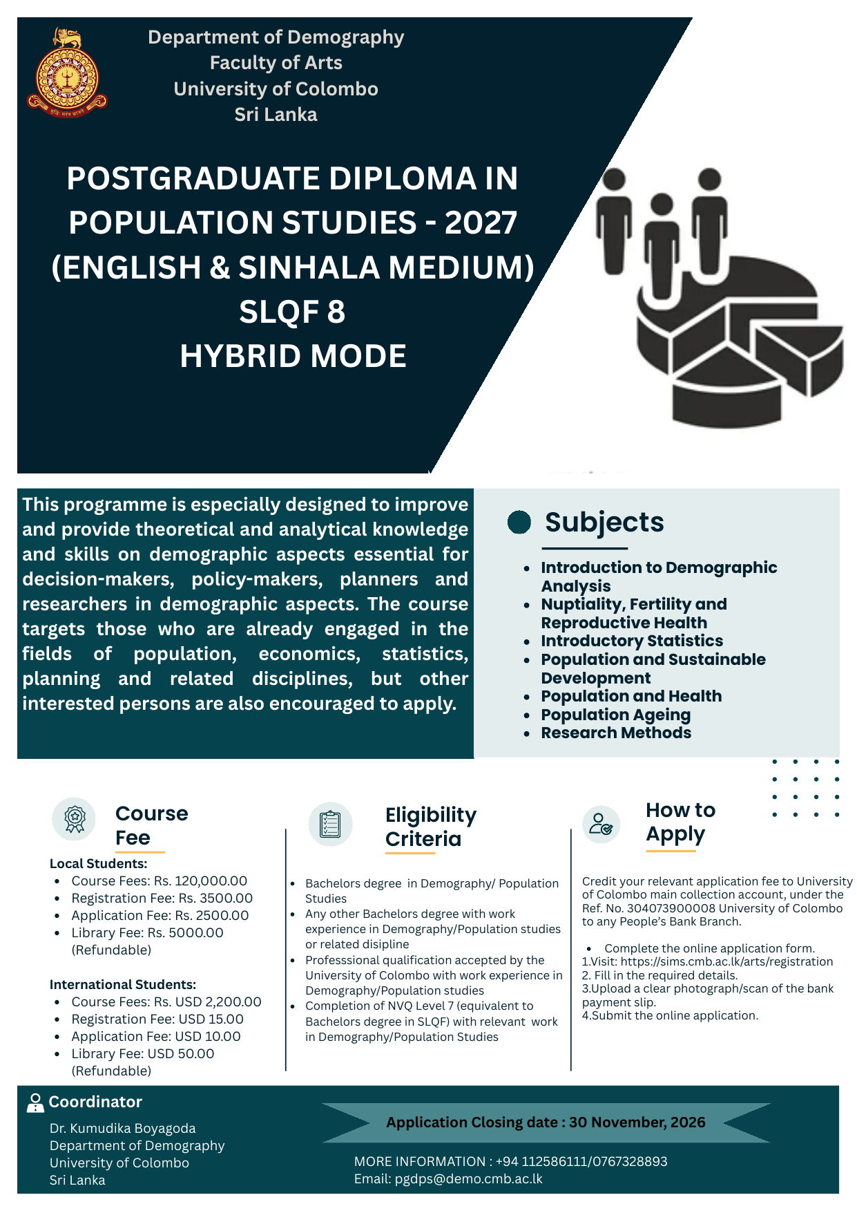 Postgraduate Diploma in Population Studies (2027)