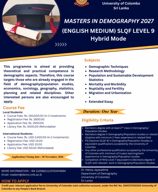Master’s in Demography (2027)