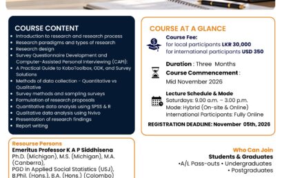 Certificate Course in Research Methodology – Department of Demography