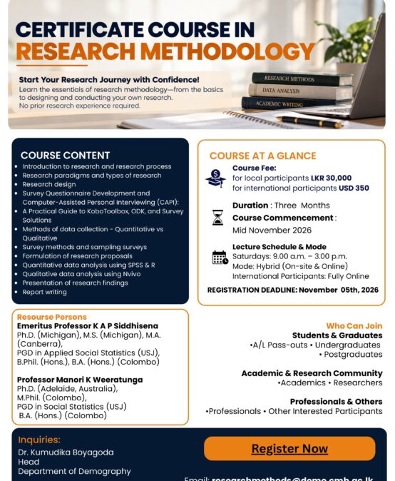 Certificate Course in Research Methodology – Department of Demography