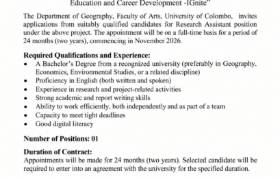Post of  Research Assistant